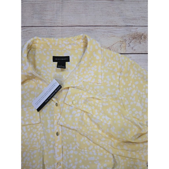 Investments Women's Tie Front Button Down Blouse Size Large Long Sleeve NWT - Picture 1 of 9